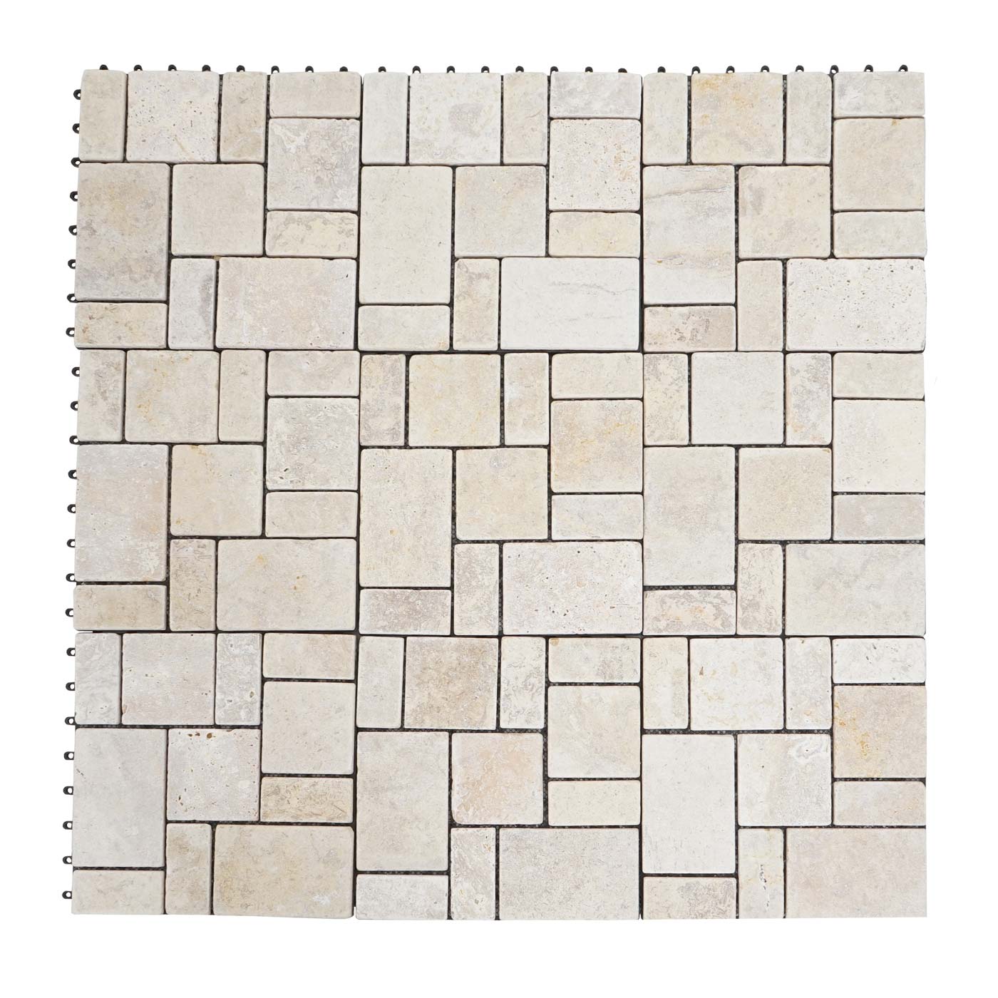 Carreau en pierre HWC-K70, carreau de sol, balcon/terrasse en pierre naturelle, 11x 30x30cm = 1m² ~ blanc - 5