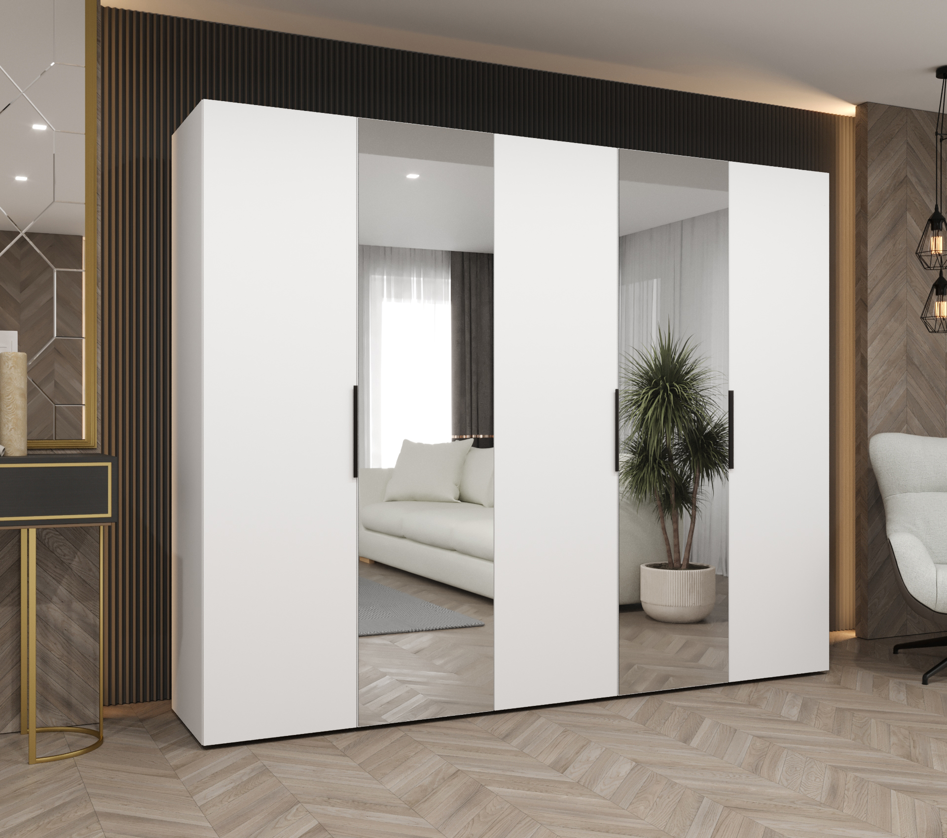 Szafa uchylna otwierana Marbella 2 250 x 52 x 202 cm biały + u. czarny Abiks Meble - 2