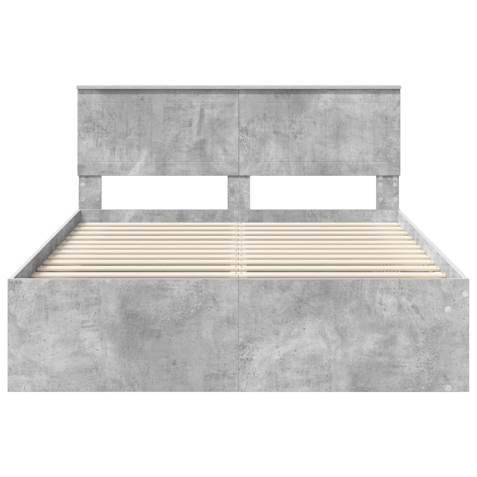 Cadre de lit gris béton 135 x 190 cm en pin massif - 7