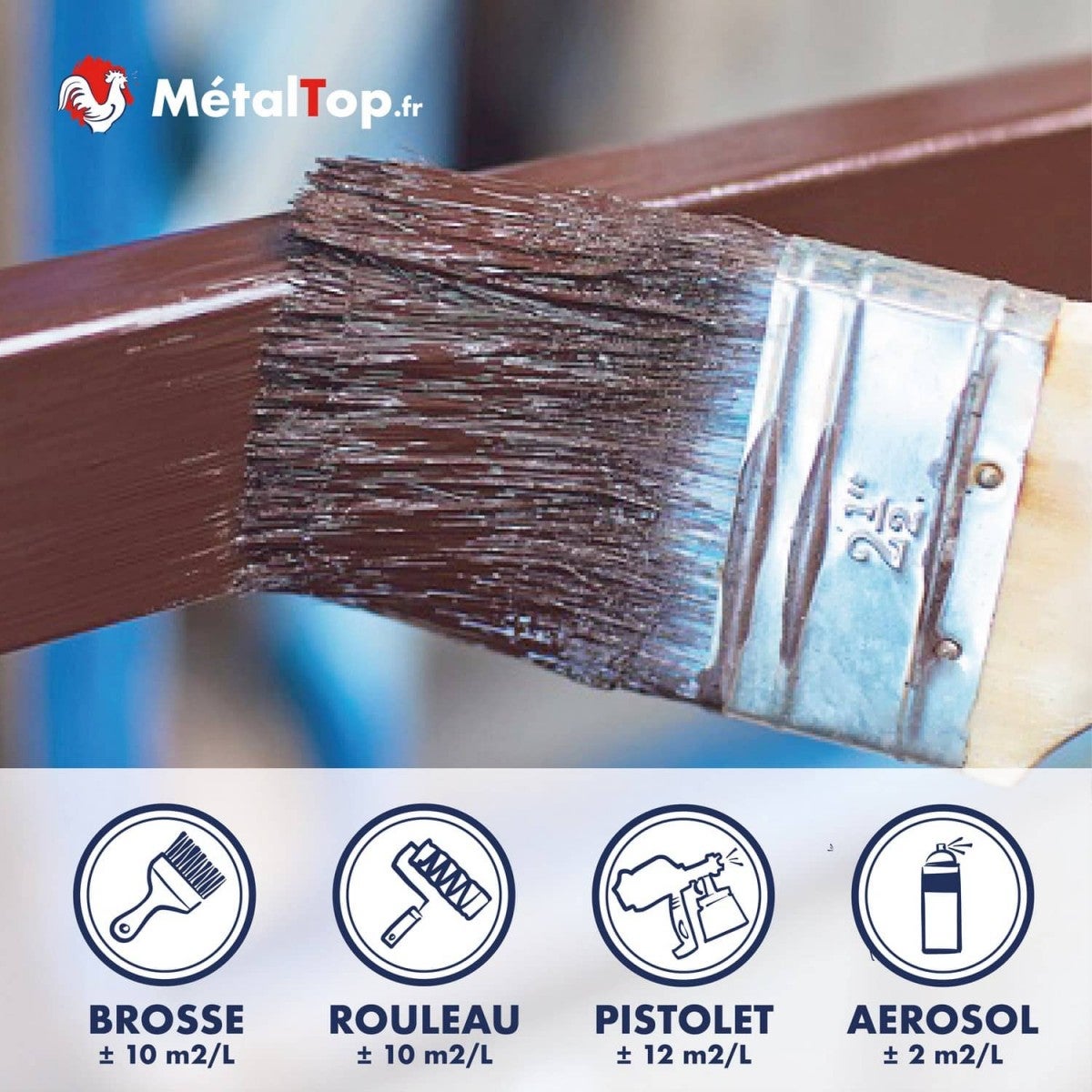 Antirouille Brun Rouge - Metaltop - Brun rouge - RAL 8012 - Pot 5L - 5