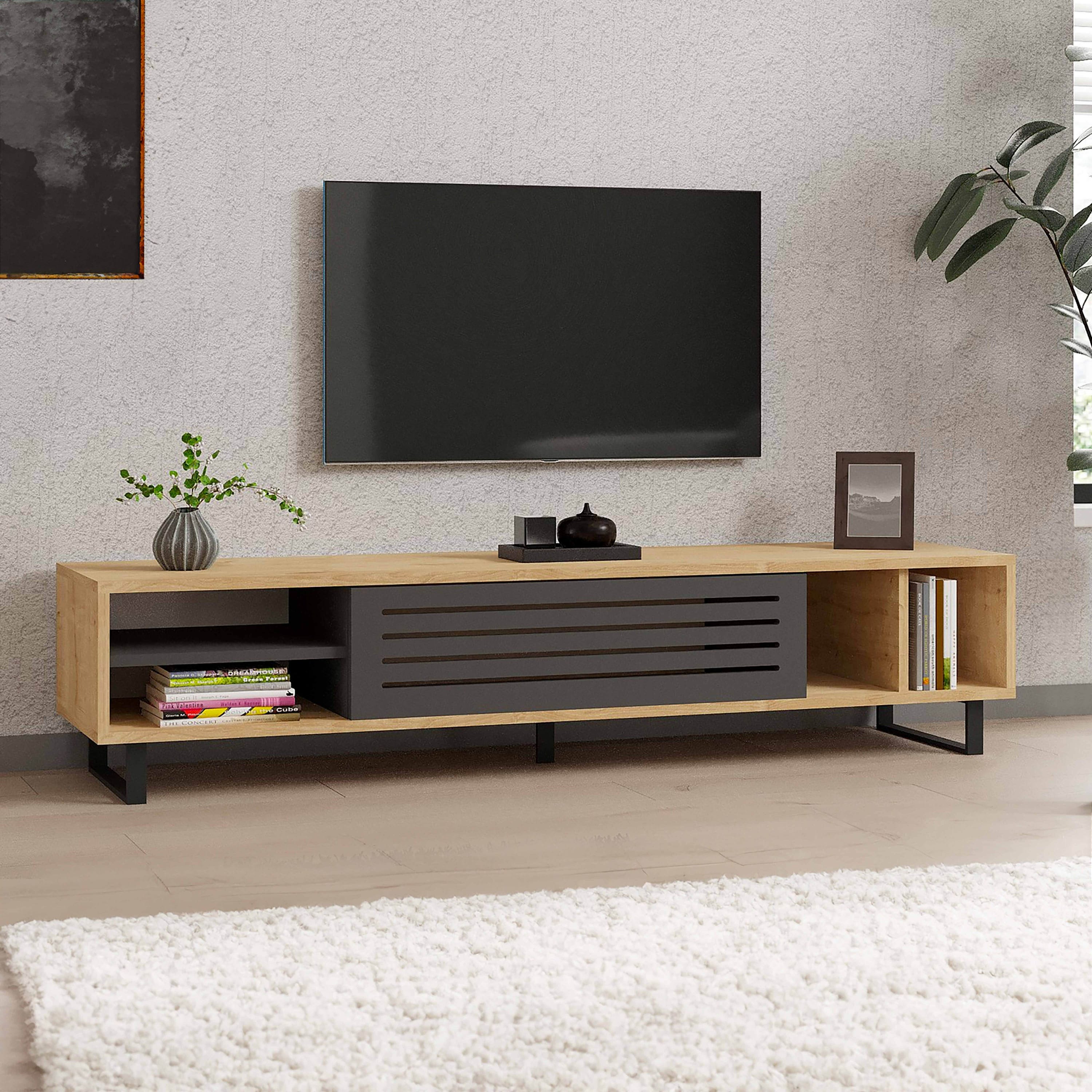 Mueble TV efecto madera clara 160 cm | Leroy Merlin