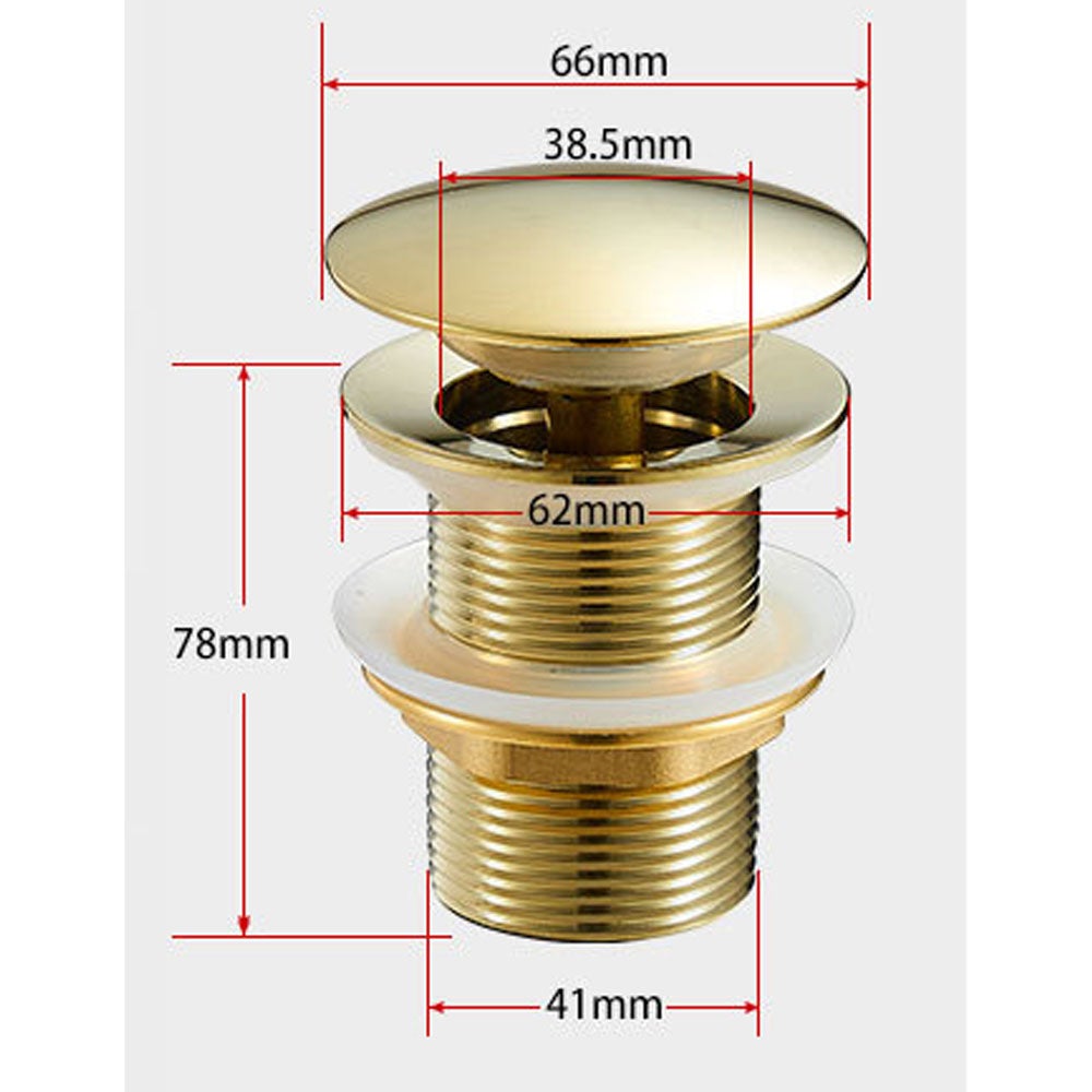 Bonde de lavabo Pop Up En laiton Universel Sans tropplein Pour lavabo et lavabo Doré - 3