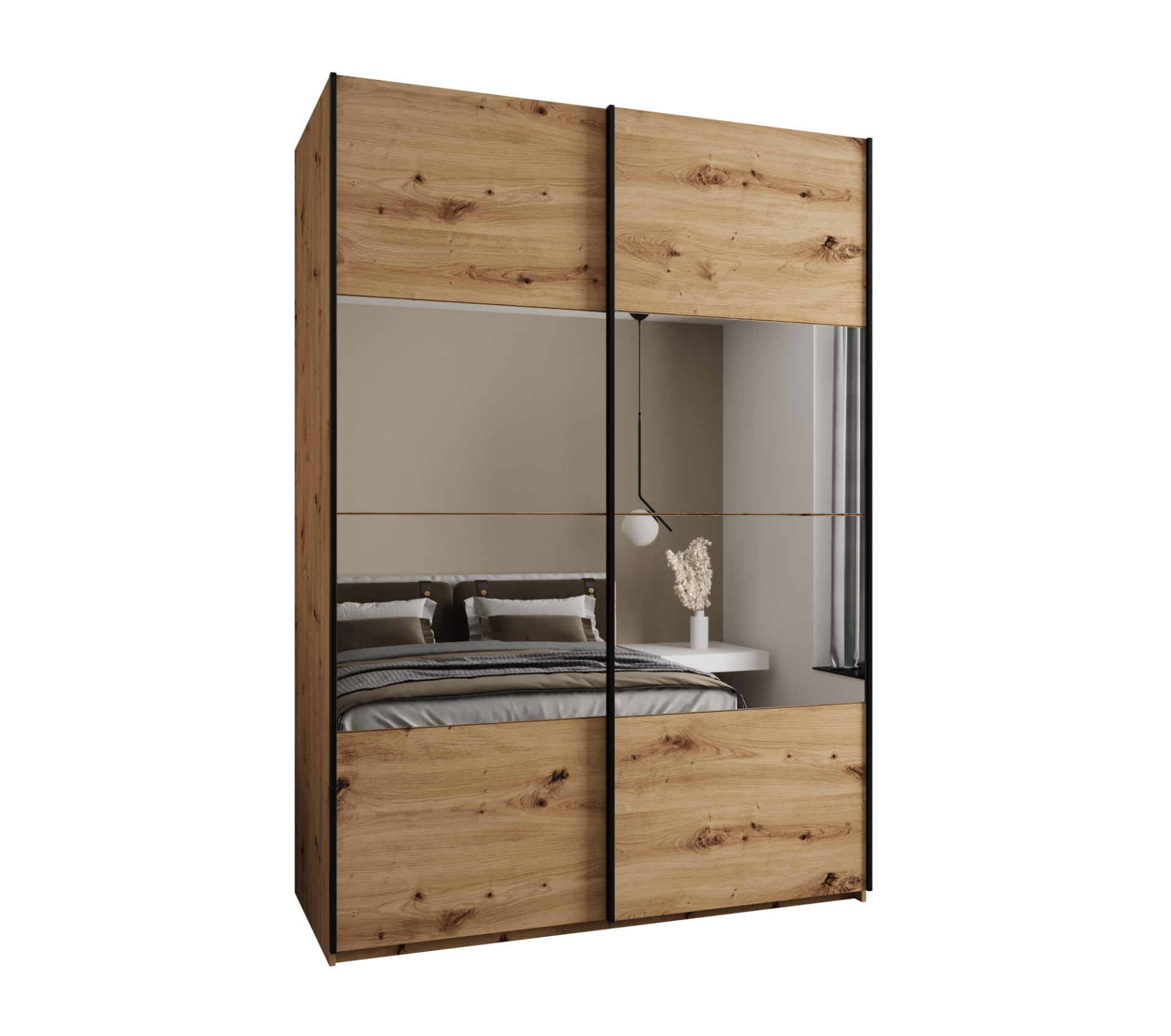 Szafa przesuwna wysoka Lux 4 180 x 64 x 245,5 cm artisan + artisan + u. czarny - Abiks Meble
