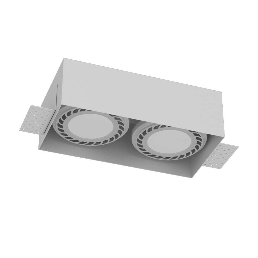 Oprawa sufitowa wpuszczana oczko Cage biała 2xGU10x18W prostokątna IP20 wym: 8,5 x 24,2 x 12 cm metal Brosline