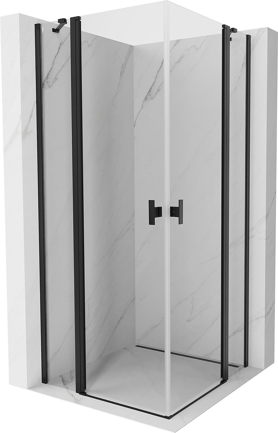 Mexen Mist Duo kabina prysznicowa uchylna 80 x 80 cm, transparent, czarna - 8A4-080-080-70-00