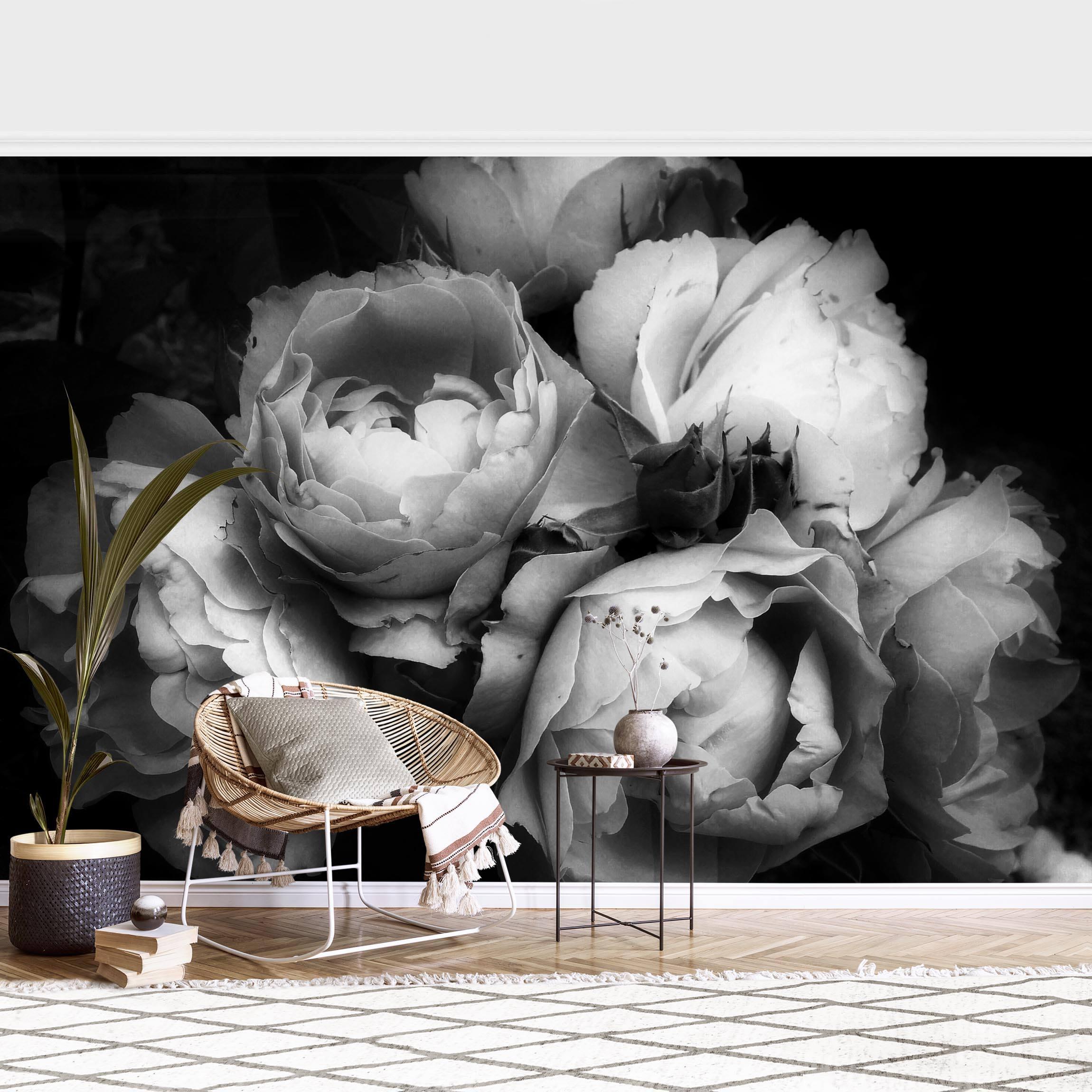 Papel pintado fotomural peonía flores rústico shabby chic 345 - salón dormitorio cocina pasillo - tnt 288 x 190 cm adhesivo