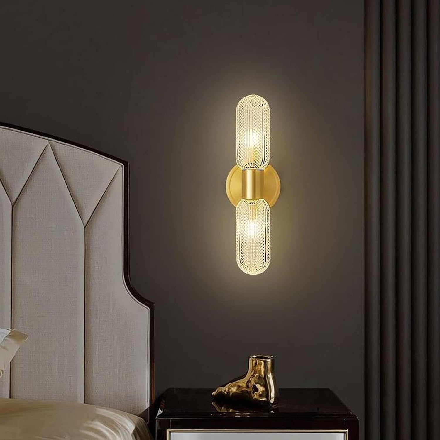 Kitchen Faucet Lumière Verre cuivre Applexion Moderne Haut en Bas, à têtes avec Une Prise bulbe G9 U2013 Lampe Murale intérieure élégante pour Chambre - 4