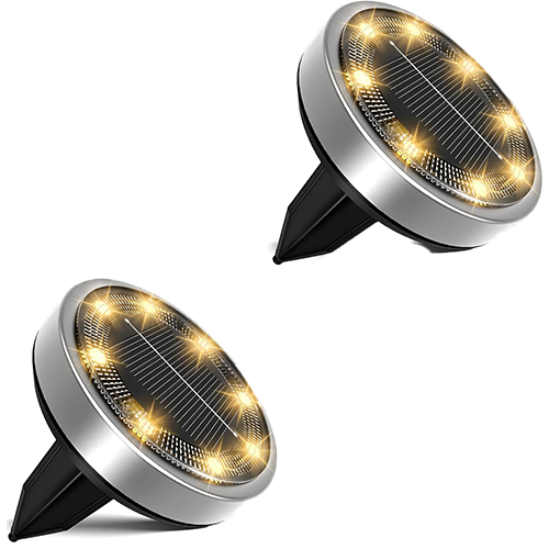 Lampa solarna, lampa gruntowa LED, oświetlenie ogrodowe, 8 diod LED, wodoodporna, [ciepłe białe światło], opakowanie 2 szt.