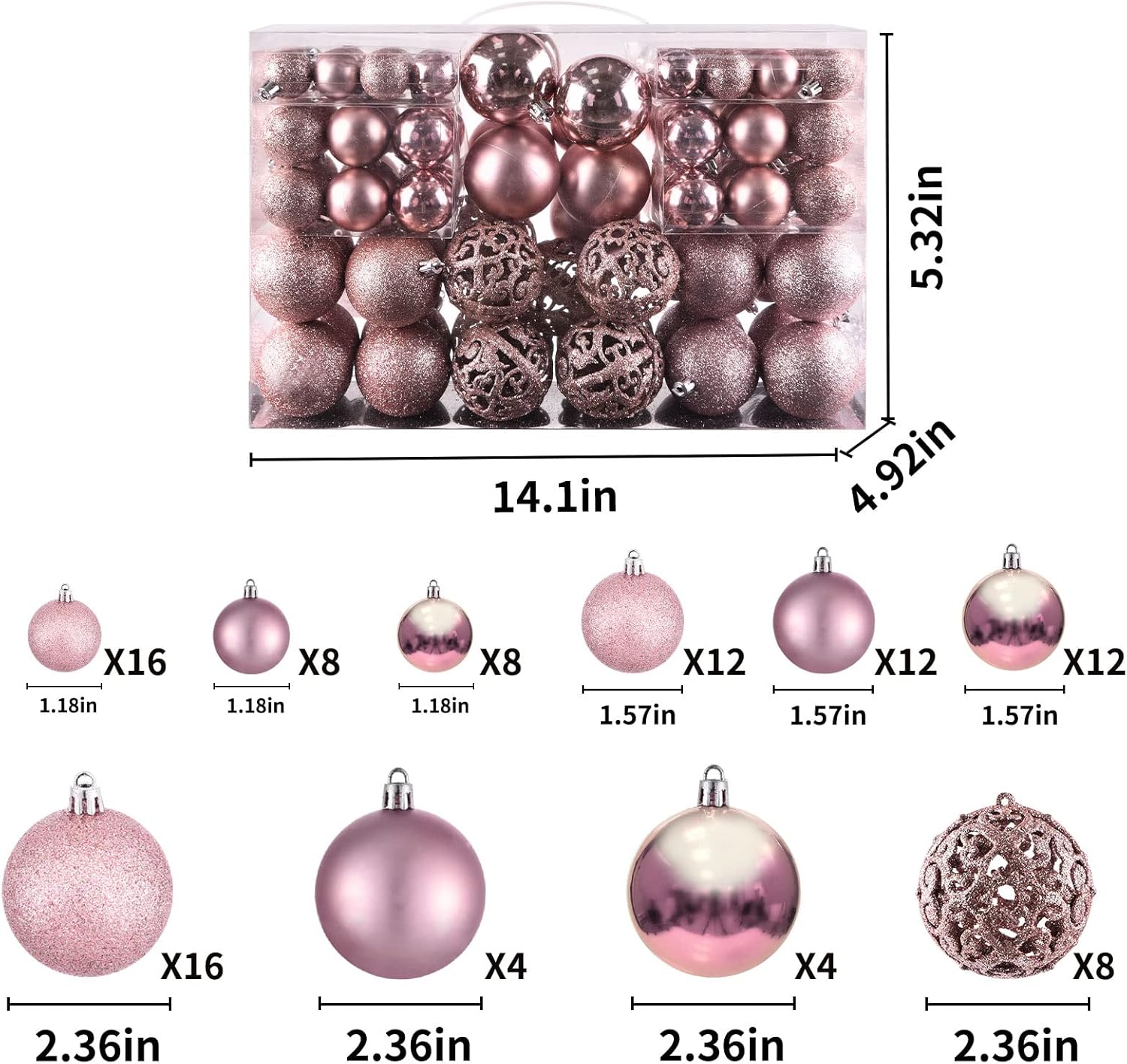 Decorazione per albero di Natale infrangibile da 16 pezzi, palline per albero di Natale bianche e rosse, palline di Natale, decorazioni natalizie per