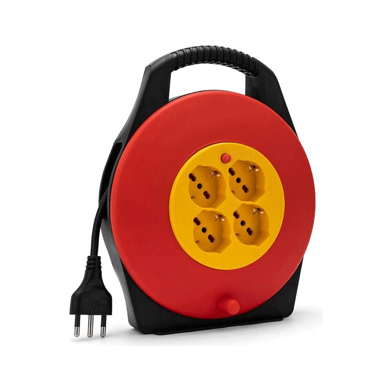 Enrouleur de câble domestique 4 prises, câble H05VV-F3G1.0MM2, 5M, CE - 5