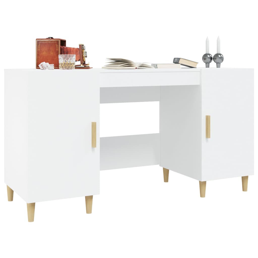 Bureau Blanc 140x50x75 cm Bois d'ingénierie - 5