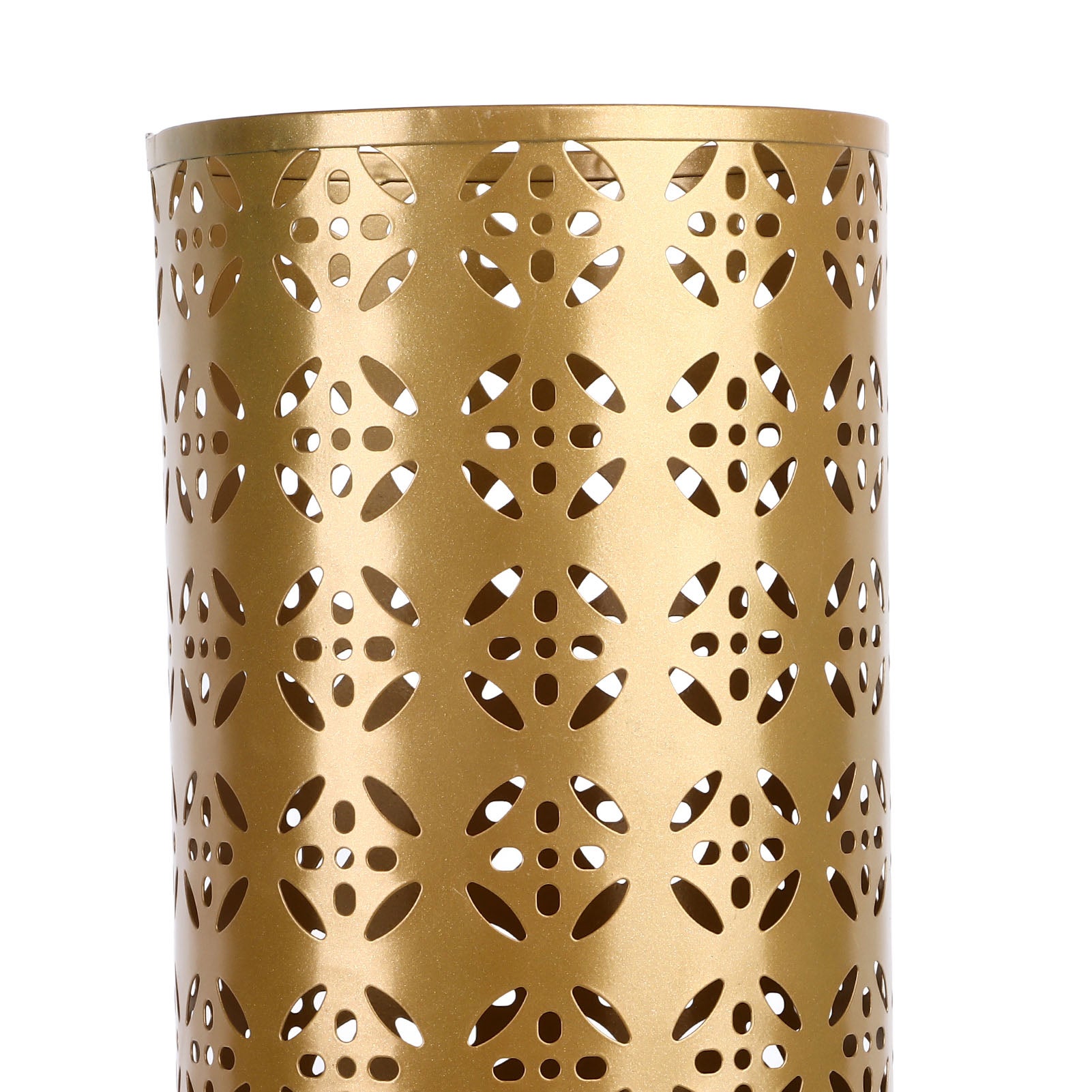 Porte-parapluies rond en métal ajouré 35x15x15cm, antirouille et élégant, pour entrée et bureau, doré – ComfortXL - 8