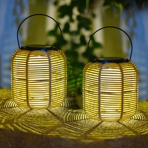 Lanterne Solari In Rattan Per Esterno – Luce D’Ambiente Impermeabile Con Manico In Spago Per Giardino, Terrazzo E Alberi - 6