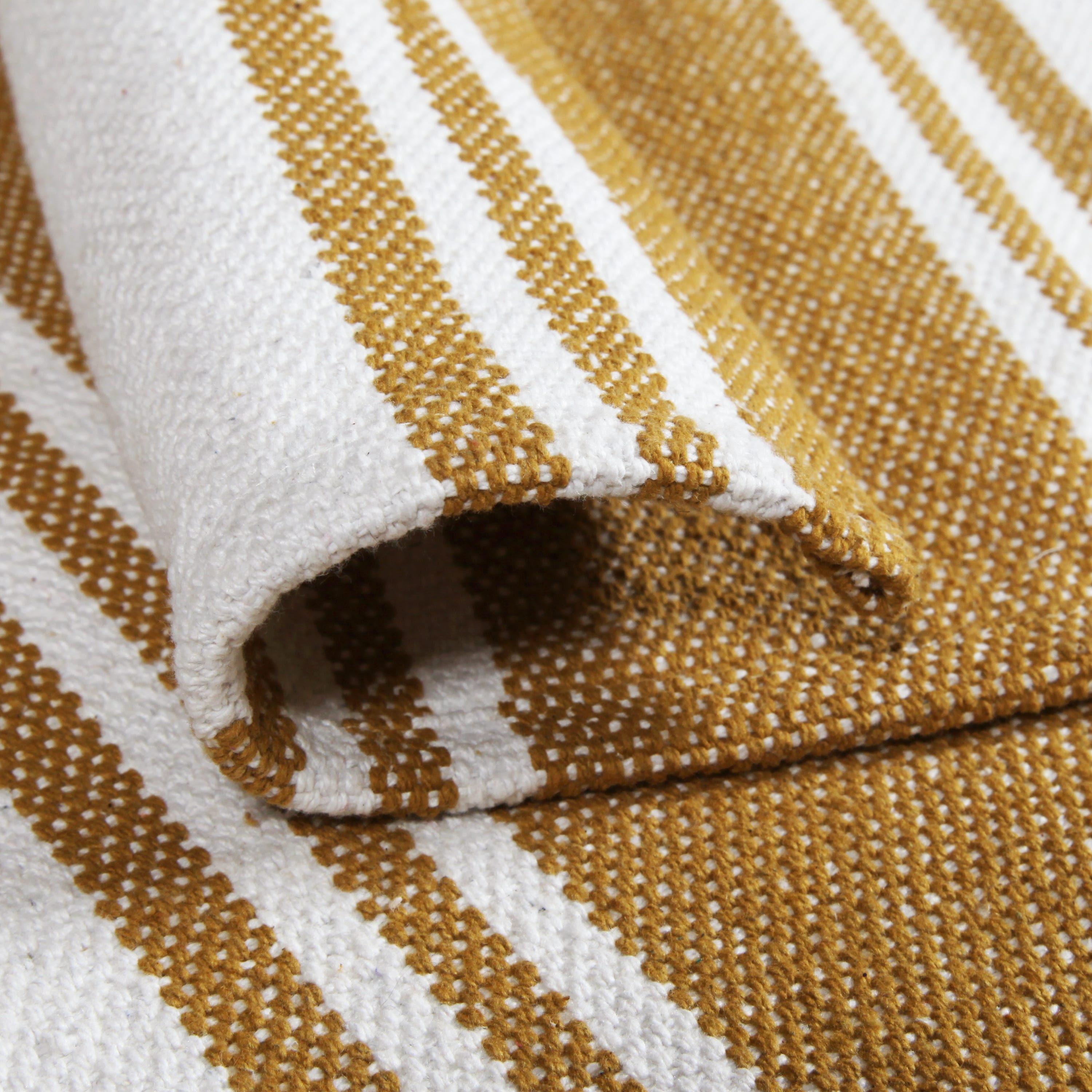 INSPIRE - Tapis rayé reversible en coton AYLANE- 60 x 120 cm - Jaune et blanc - 4