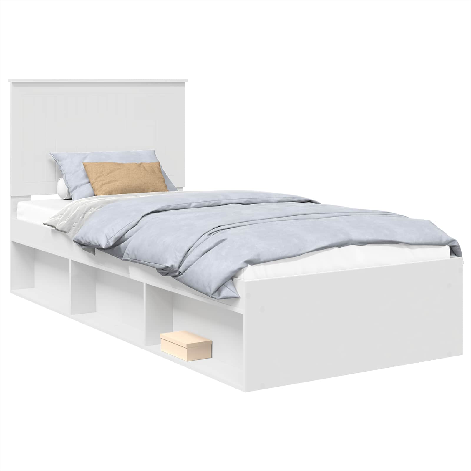Cadre de lit blanc 90 x 200 cm en bois de pin massif - 2