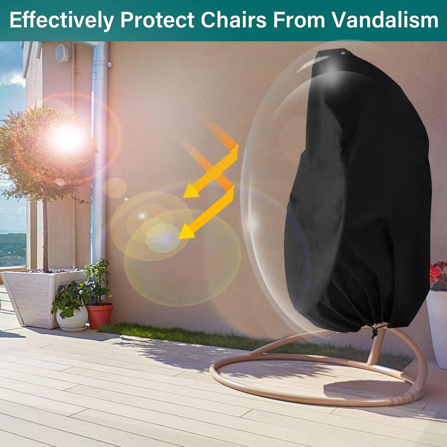 Housse De Chaise Suspendue Imperméable 190x115cm | Tissu Oxford 210D Anti-UV | Cordon De Serrage