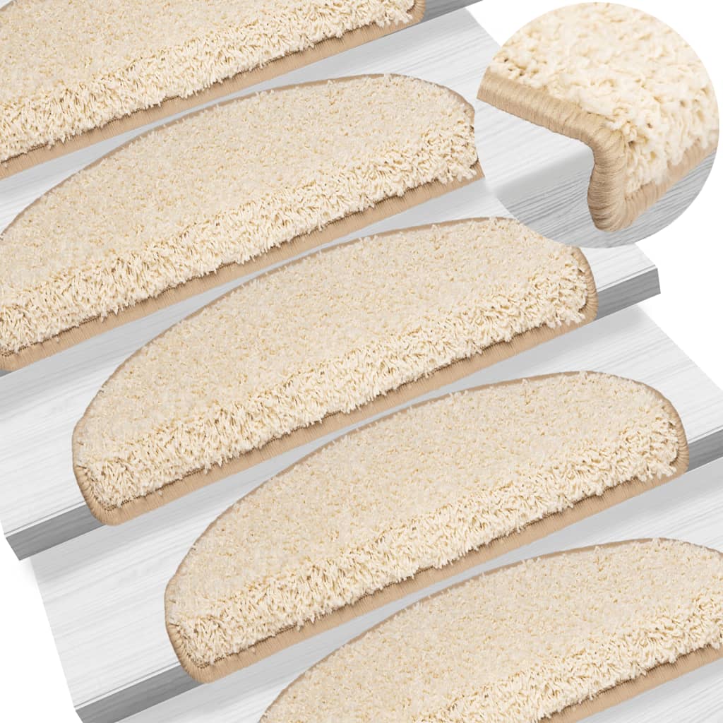 Maty na schody 15 szt. 65x21x4 cm Kremowe półokrągłe duże vidaXL