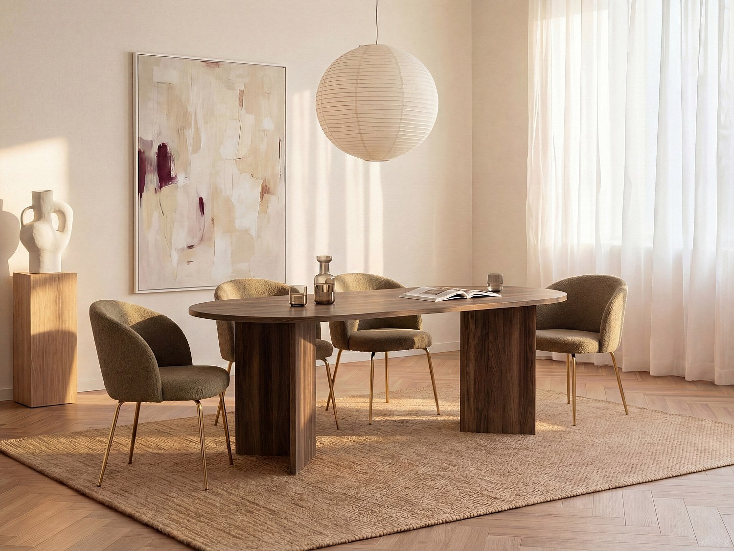 Stół do jadalni dla 8 osób - Naturalny ciemny - TOPANIA