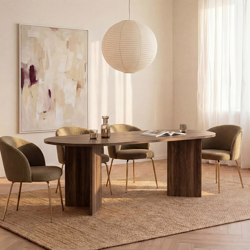 Stół do jadalni dla 8 osób - Naturalny ciemny - TOPANIA