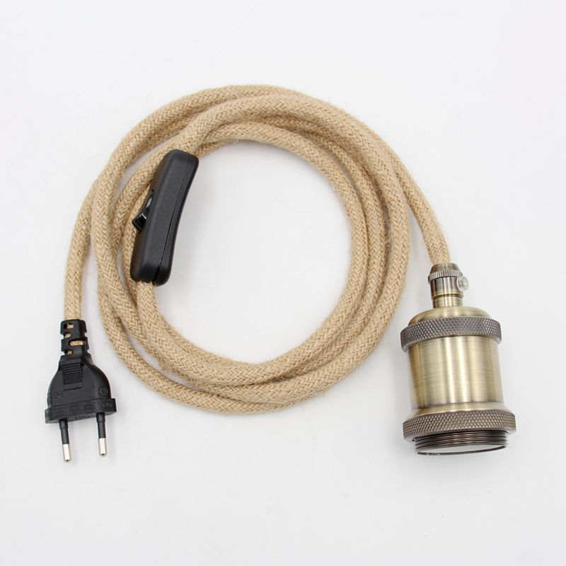 Lampa wisząca ze sznura jutowego kabel oprawka z przełącznikiem i przewodem do samodzielnego wykonania lampy wiszącej w stylu industrialnym
