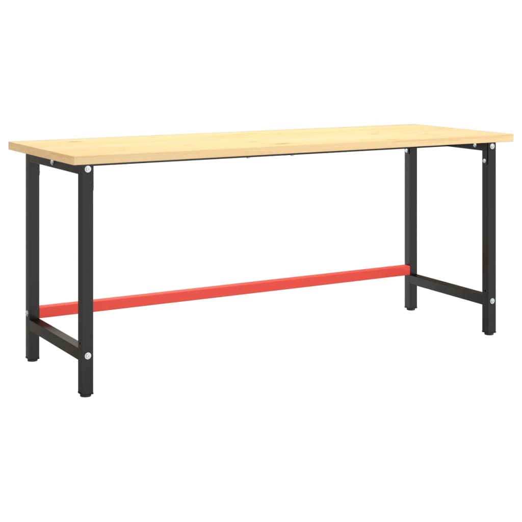 Cadre de banc de travail Noir et rouge mat 180x57x79 cm Métal vidaXL - 2