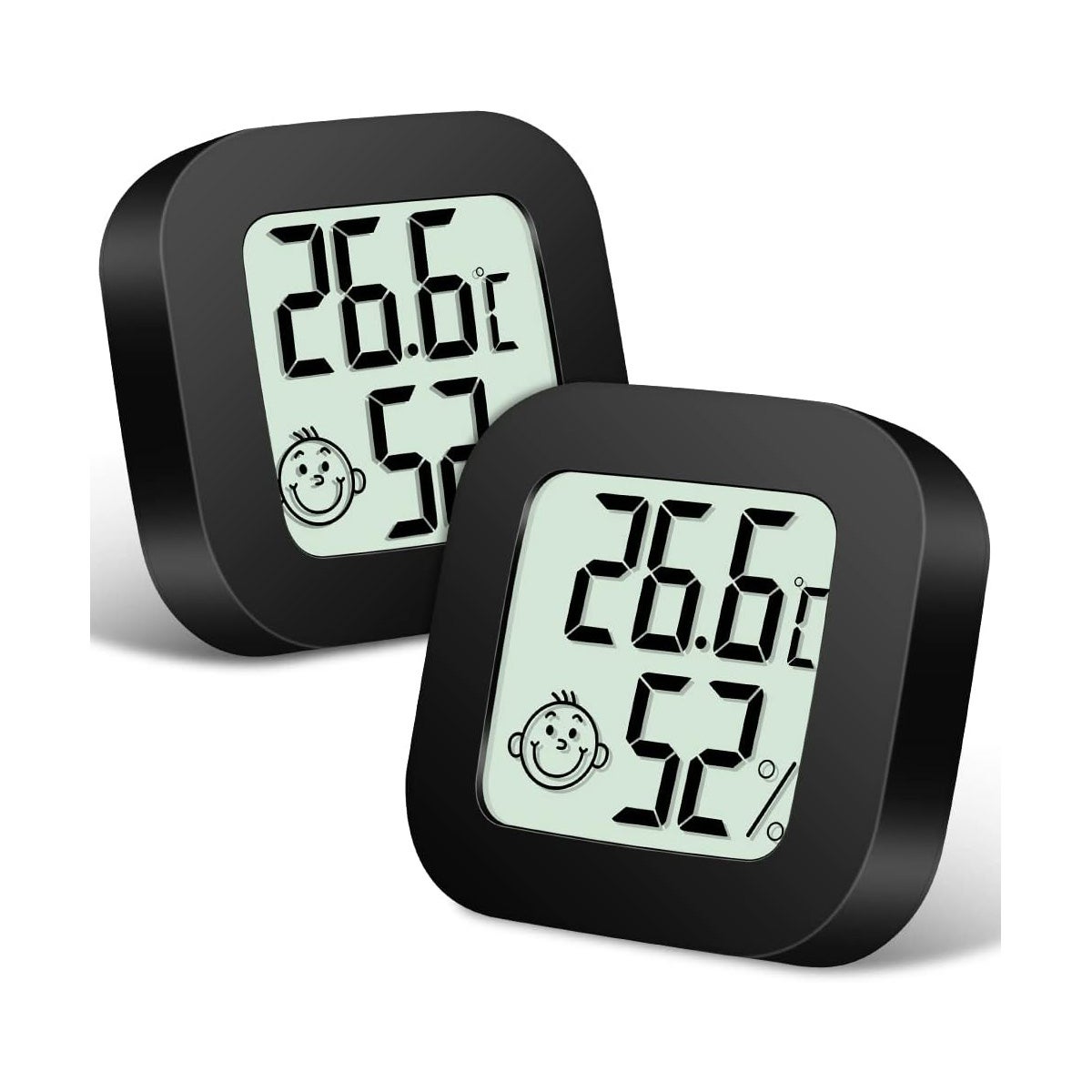 2-częściowy mini termometr LCD, cyfrowy higrometr LCD, zakres temperatur: -10 ℃ ~ + 70 ℃, odpowiedni do pokoju dziecięcego, salonu, biura - czarny