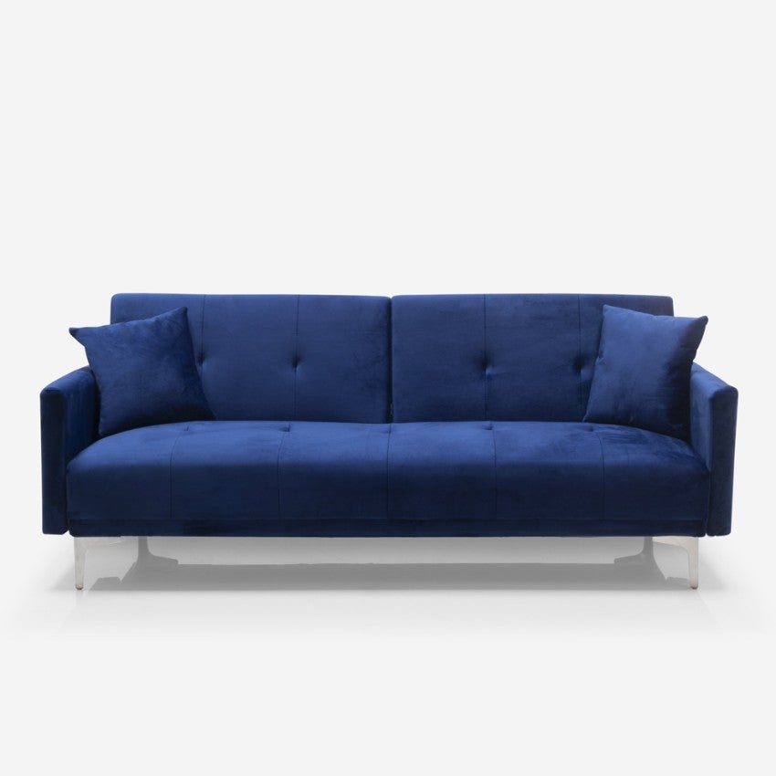 Divano Letto 3 Posti In Lino - Sistema Clic Clac, Design Nordico, Imbottitura Alta Densità - Foto 10