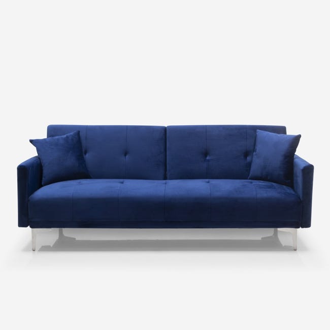 Divano Letto 3 Posti In Lino - Sistema Clic Clac, Design Nordico, Imbottitura Alta Densità - Foto 10