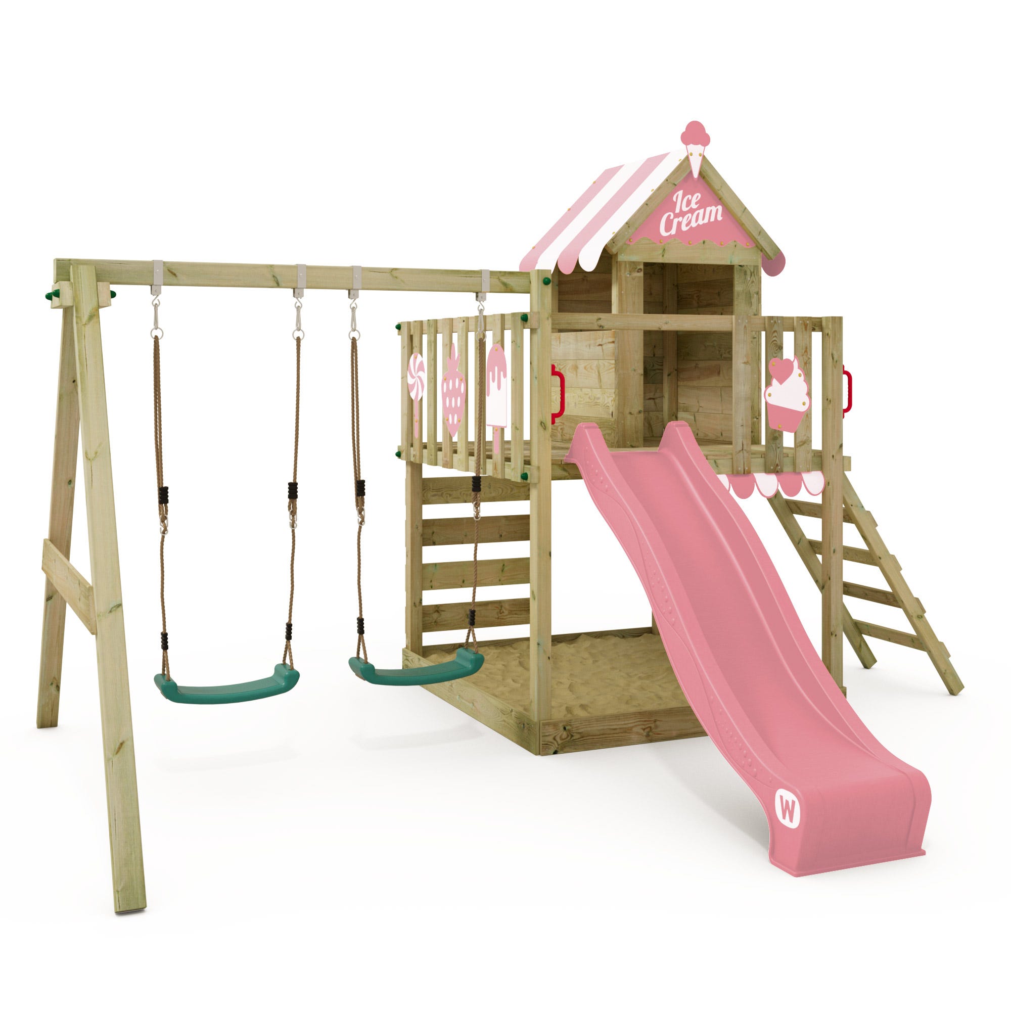 WICKEY Aire de jeux Portique bois FreeFlyer avec balançoire et toboggan bleu Maison enfant WICKEY Aire de jeux Portique bois FreeFlyer avec balançoire et toboggan bleu Maison enfant