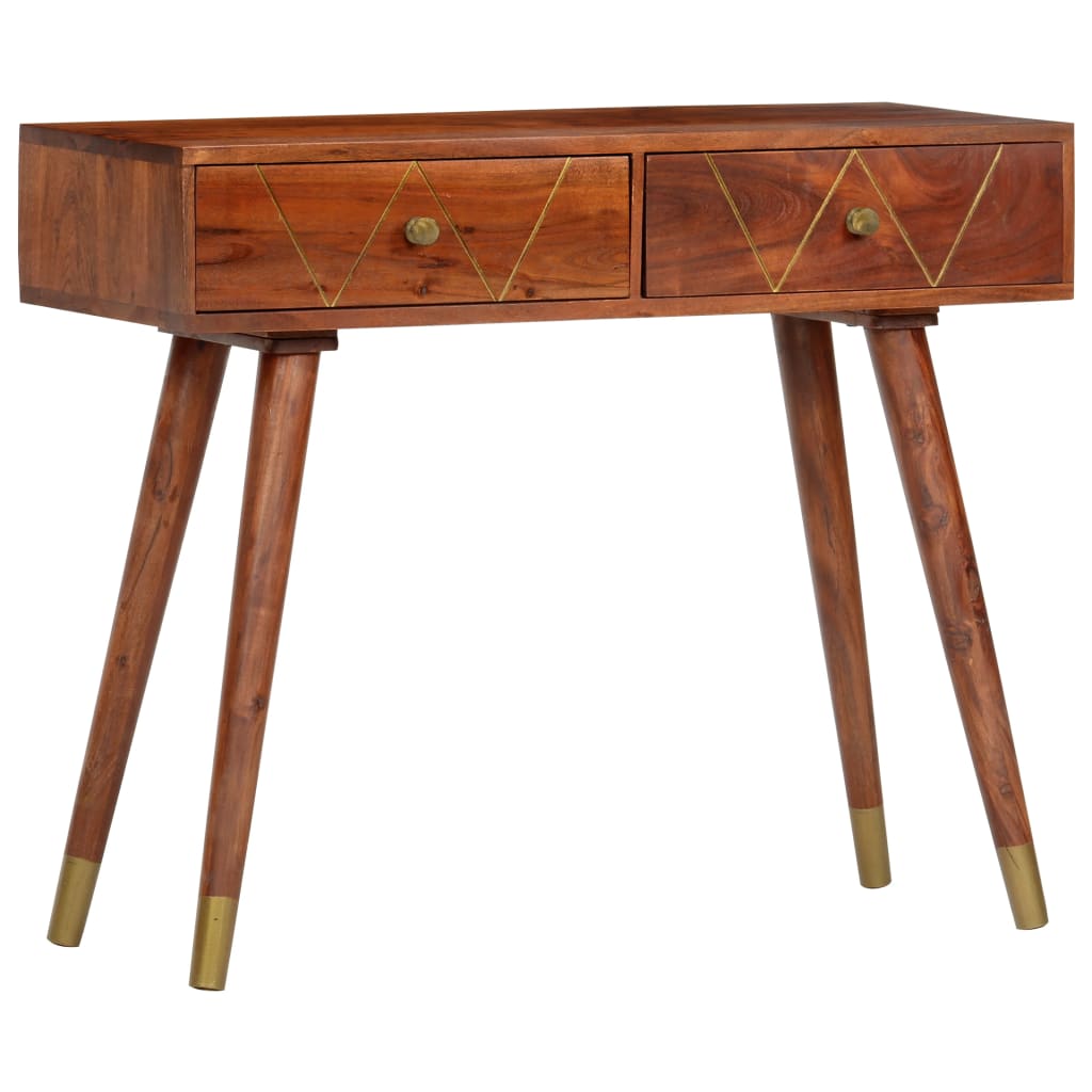 Vidaxl Mesa Consola De Madera Maciza De Acacia 90X35x76 Cm Marrón , Leroy Merlin