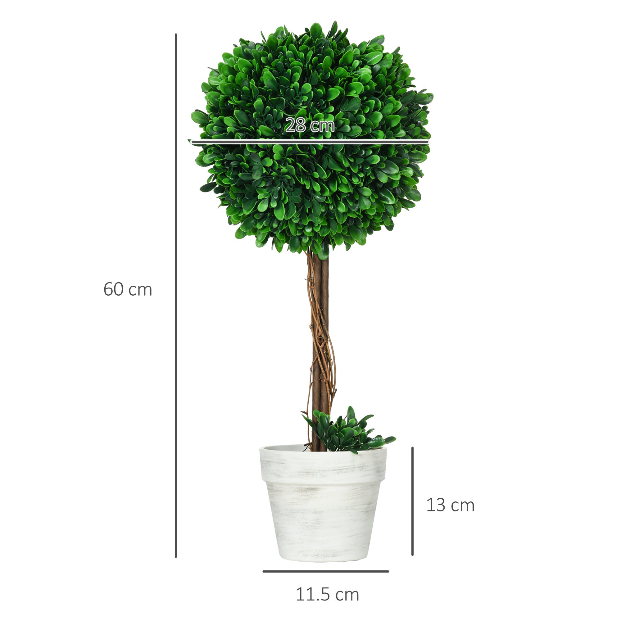 Lot de 2 buis artificiels de 60 cm, résistants aux UV, avec pots, pour décoration de salon, vert - 3