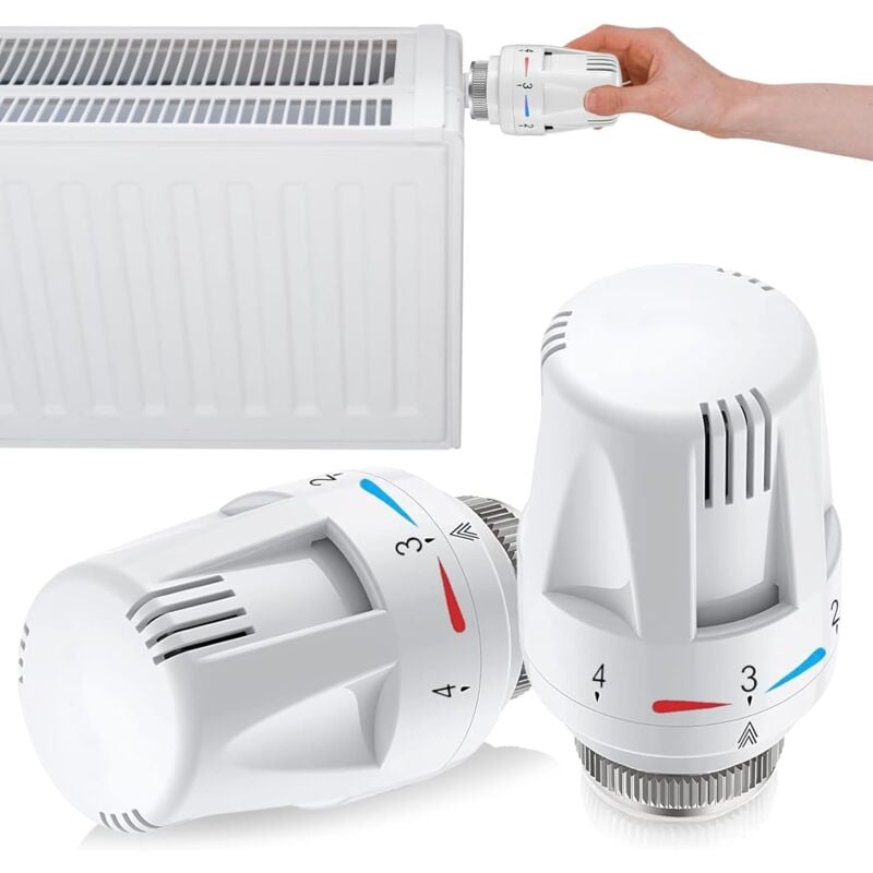 2x Głowice termostatyczne do grzejników M30x1.5 – Zamiennik zaworu grzewczego – Precyzyjna regulacja temperatury, łatwa instalacja