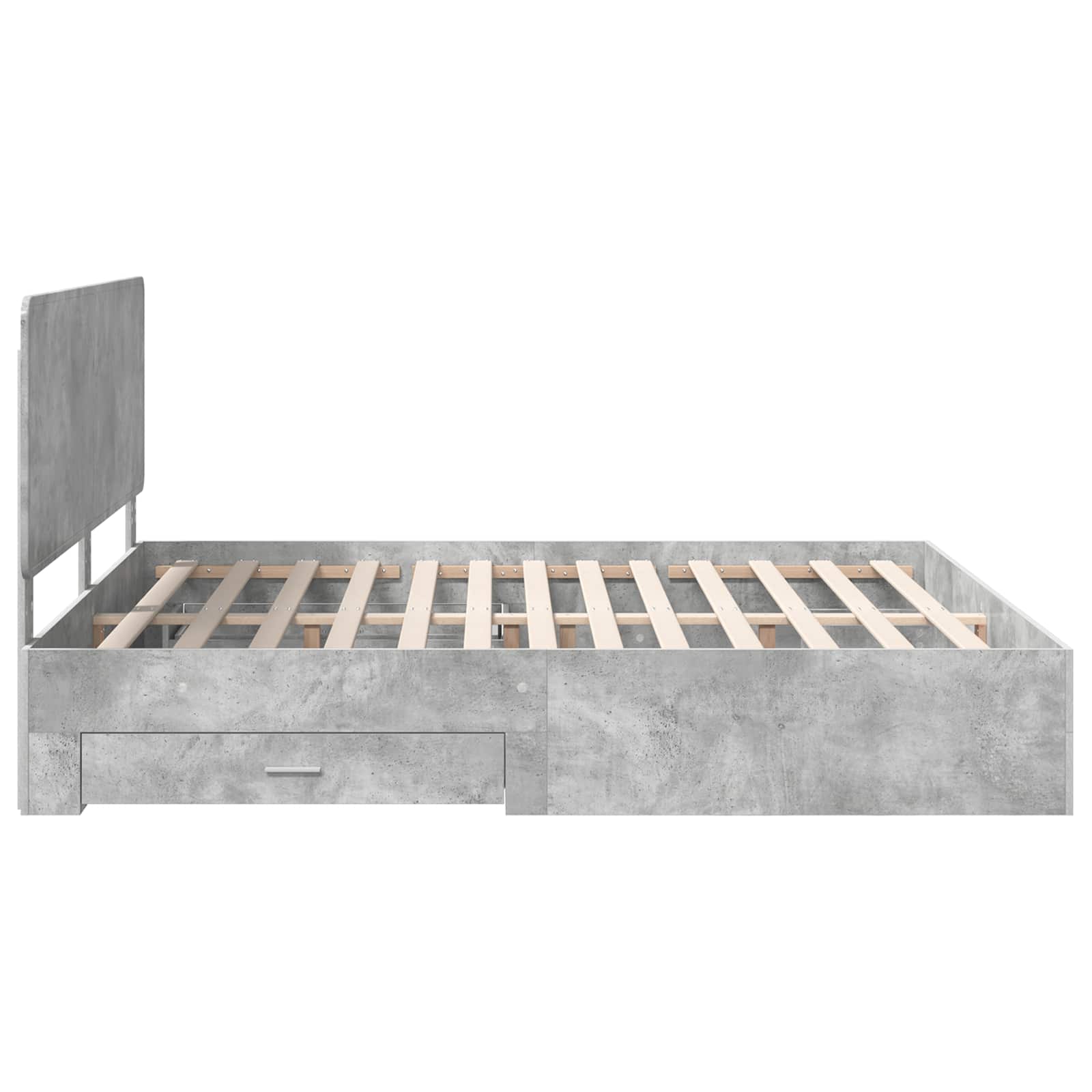 Cadre de lit gris béton 200 x 200 cm panneau de bois - 9