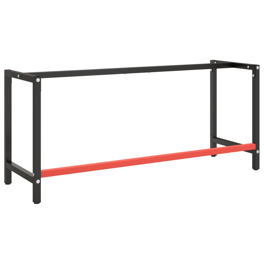 Cadre de banc de travail Noir et rouge mat 180x57x79 cm Métal vidaXL - 4