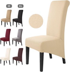 Set Di 6 Coprisedie YIYIZI – Impermeabili, Elasticizzati, Lavabili, Universali, Beige, Per Sala Da Pranzo E Feste