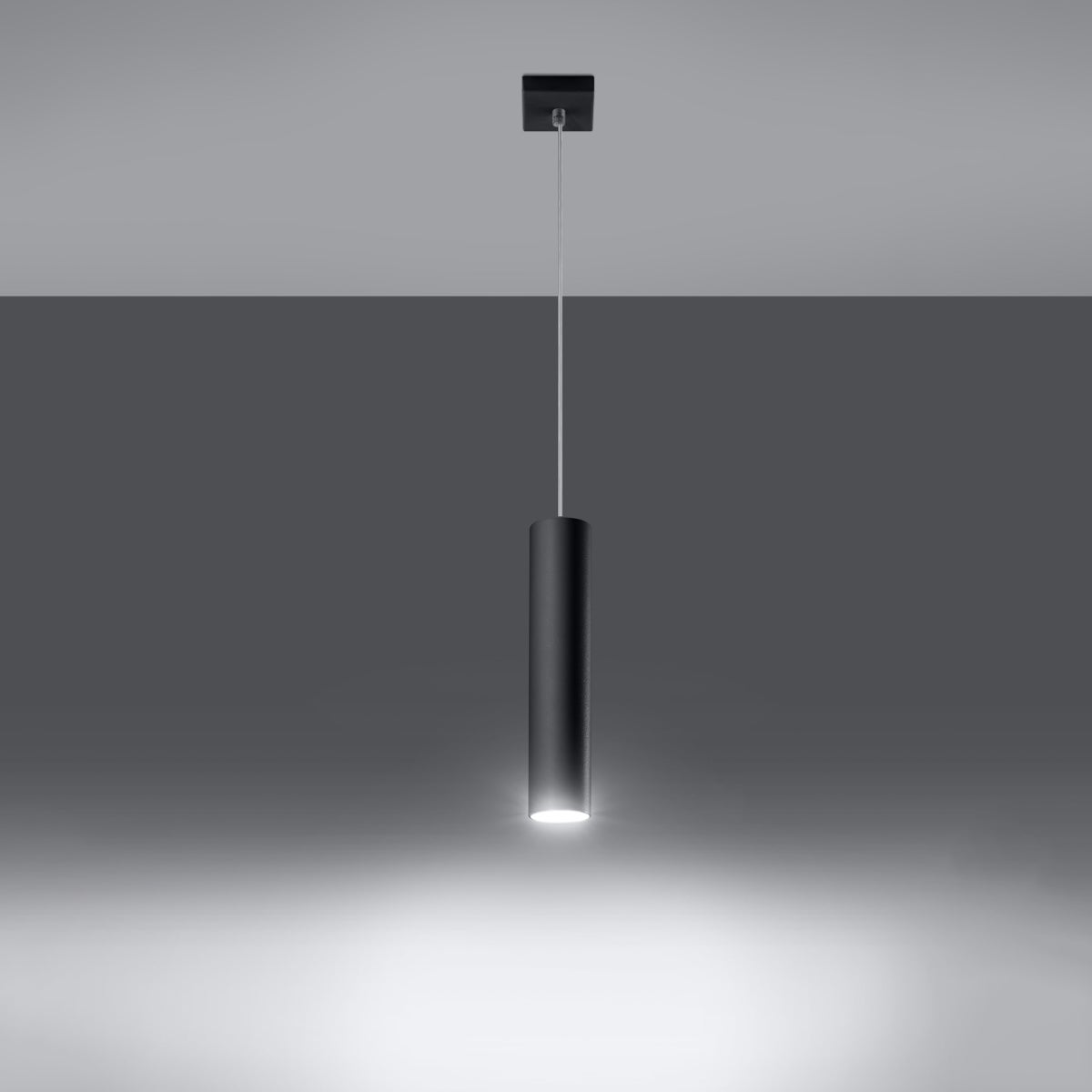 Lampa wisząca TORIS 1 czarny LED 3000K - 8x8x100cm Sollux