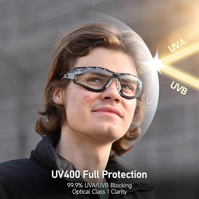 lunettes de sécurité de travail transparentes anti-buée, Anti-rayures, UV 400, résistantes aux chocs. CE EN166 lunettes de protection - pour DIY, ch - 6