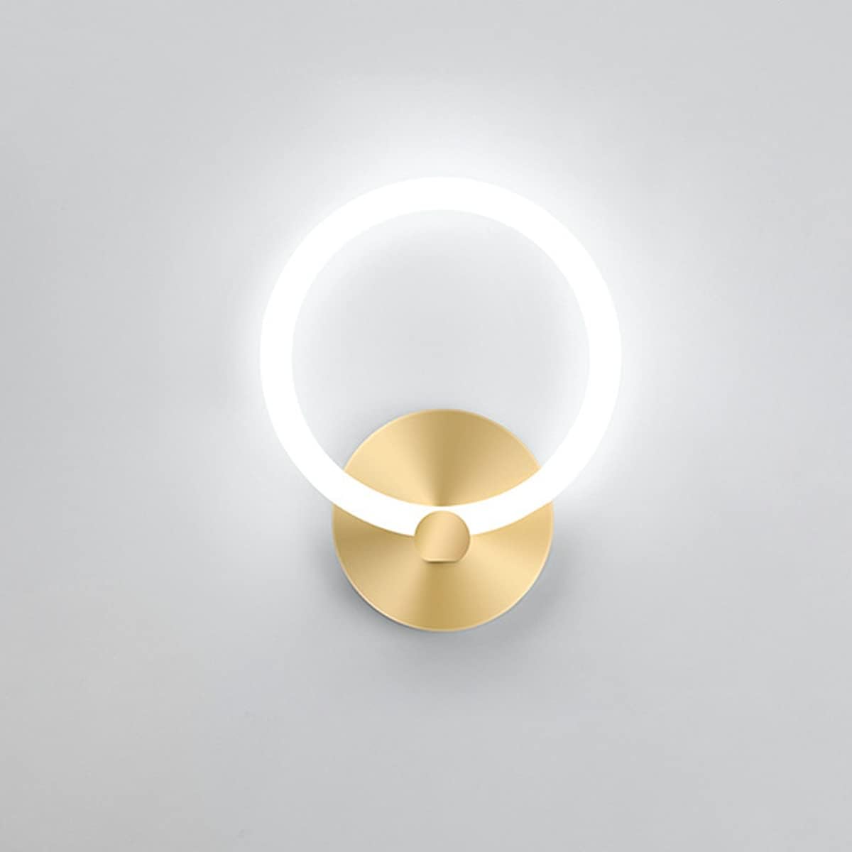 Złoty wewnętrzny kinkiet LED, nowoczesna okrągła lampka nocna 19 cm 10 W (światło białe), złoty