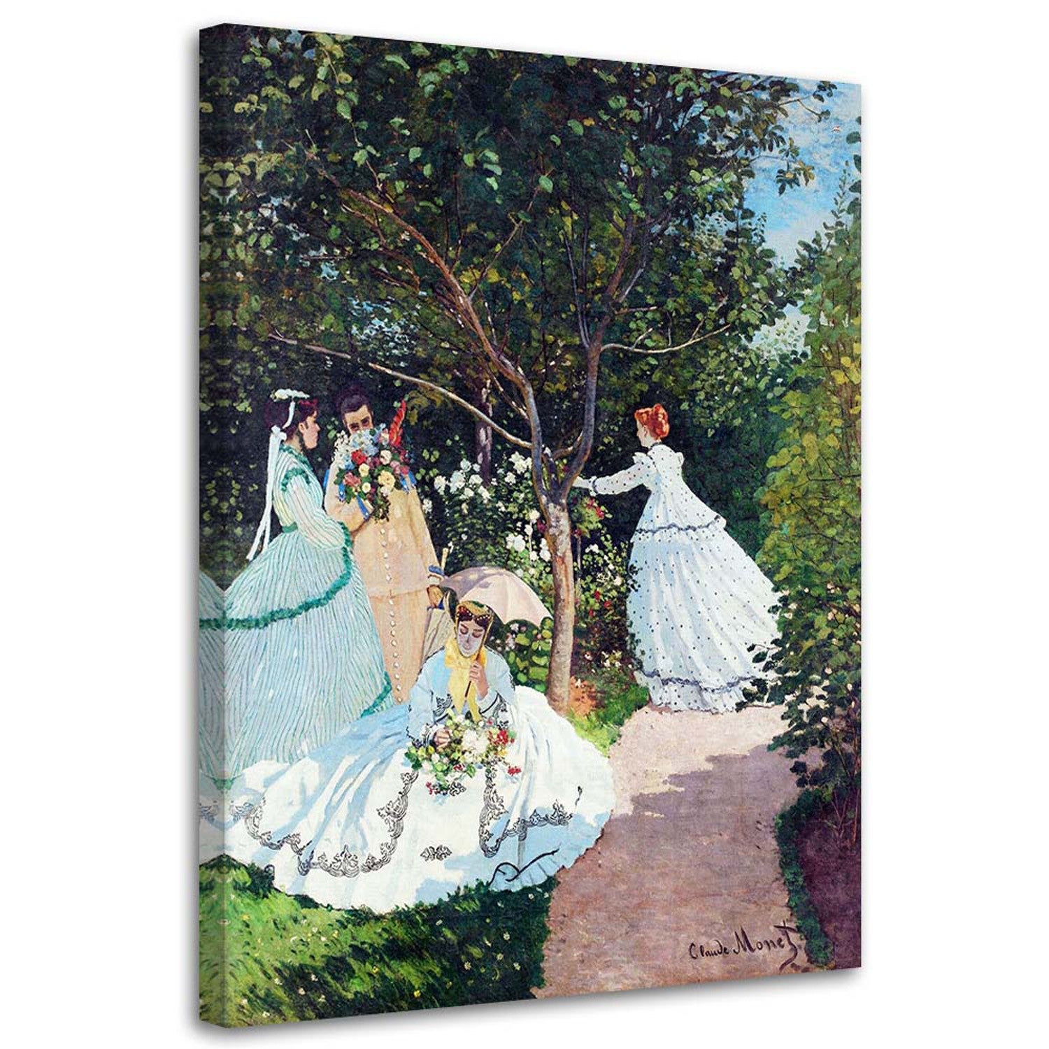 Obraz na płótnie, Kobiety w ogrodzie - C. Monet reprodukcja 60x90