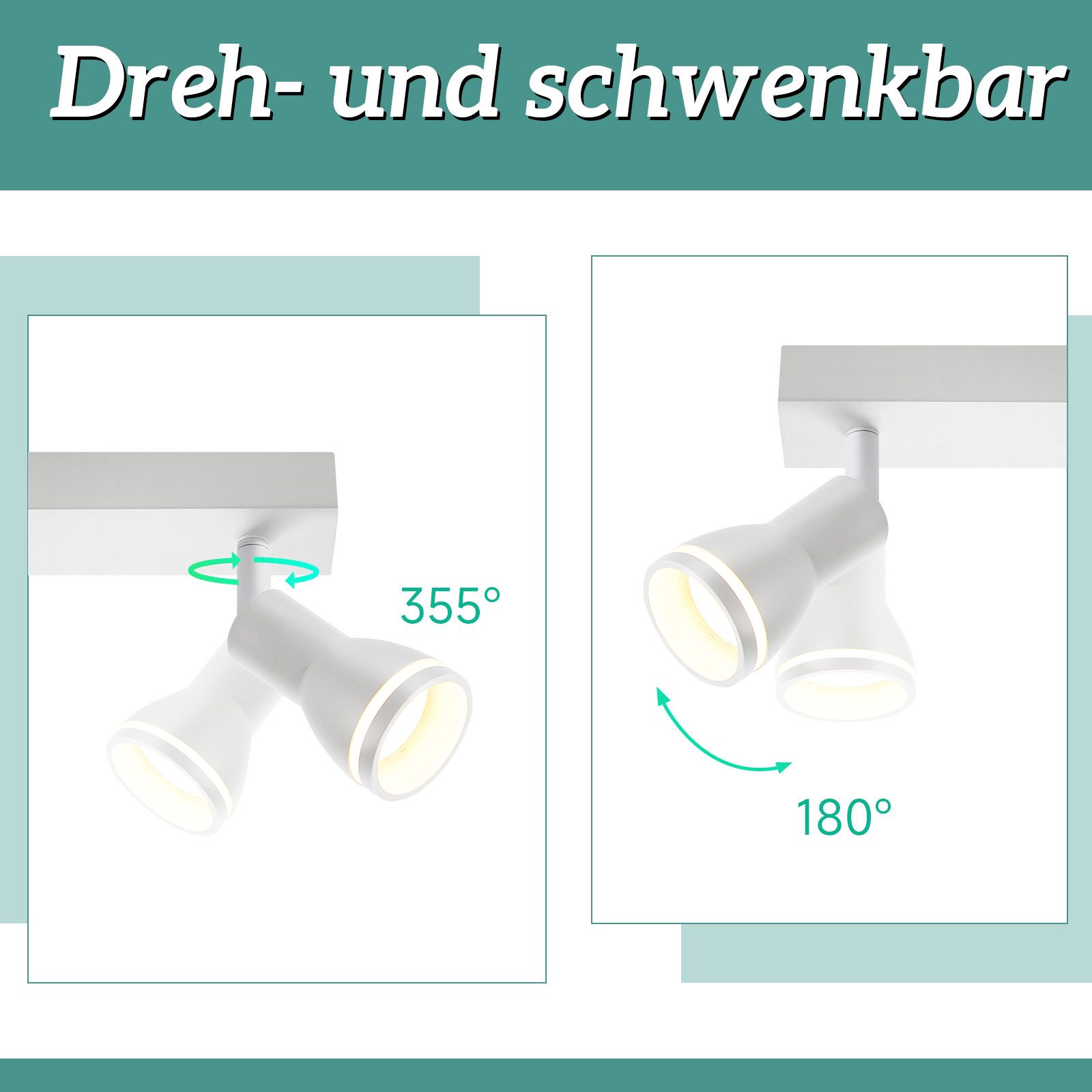 ZMH Spot de plafond LED 2 ampoules blanc salon plafonnier spot orientable GU10 spot lampe moderne - 2
