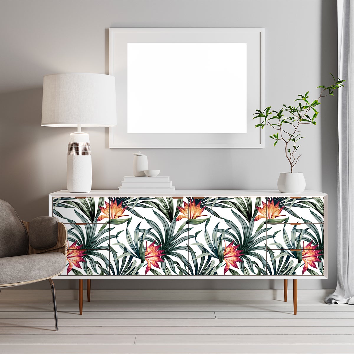 Vinilo muebles tropical ambato - adhesivo de pared - revestimiento sticker mural decorativo - 40x60cm