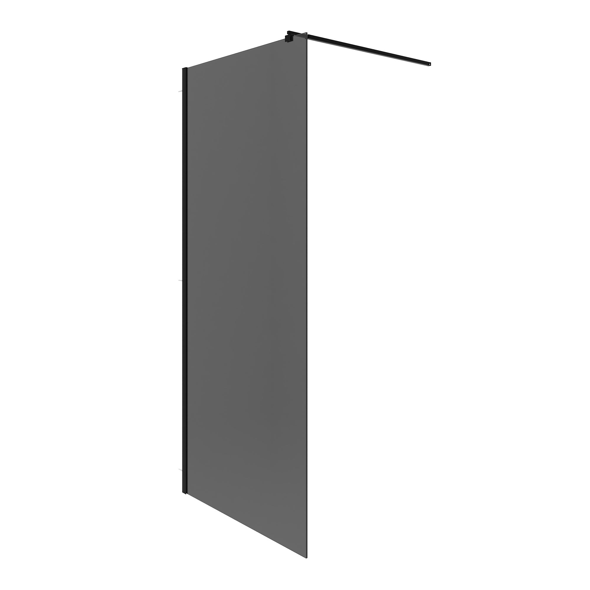 Paroi de douche à l'italienne 100 cm, verre fumé 8 mm anti-calcaire, h200, profilé noir | Keros - 7