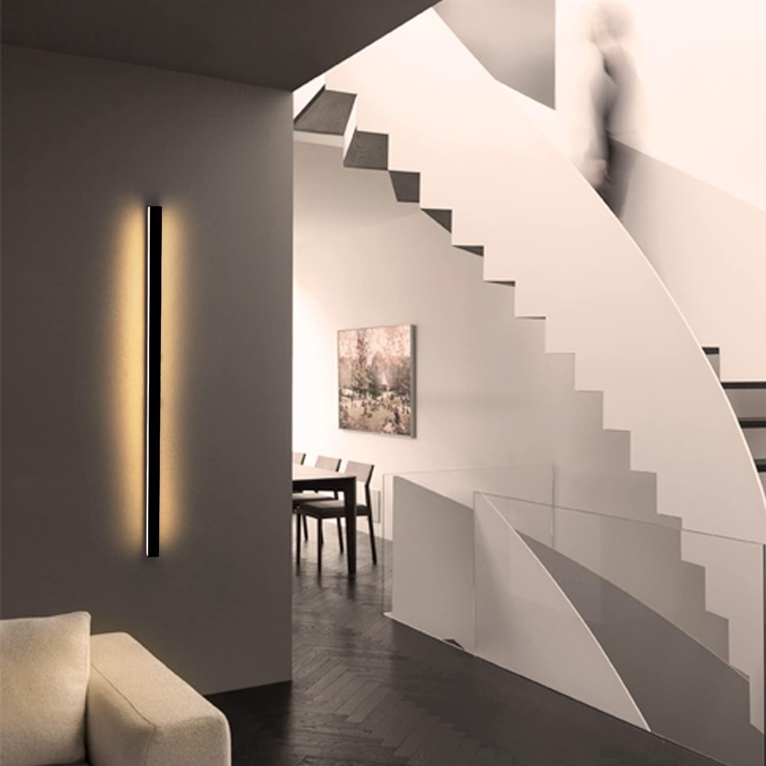 NETTLIFE 2 sztuki nowoczesnych wewnętrznych lamp ściennych LED 80 cm 27 W korytarz góra dół ciepła biel czarny - 2