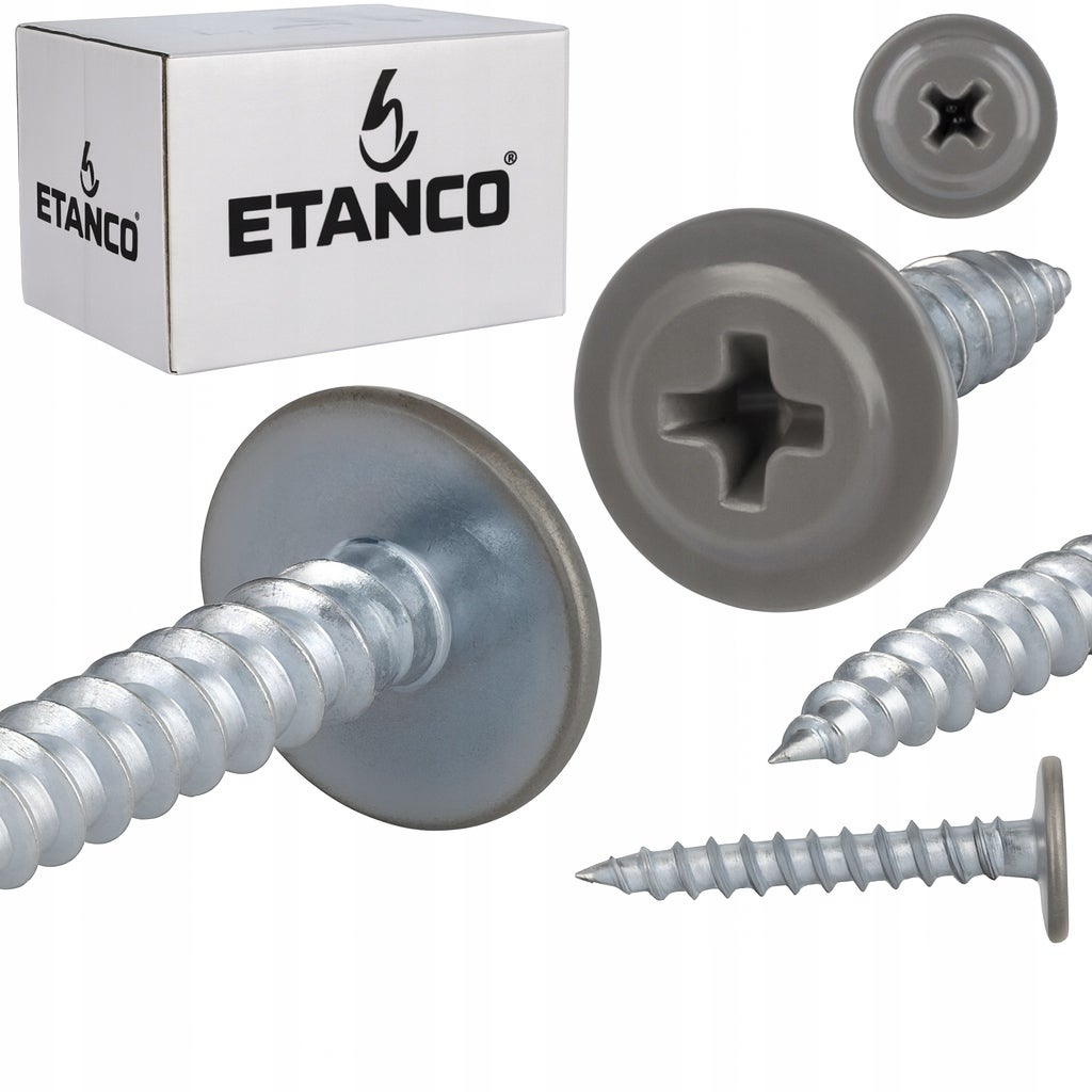 Wkręty podkładkowe Etanco do stali, zszywka 4,2x19mm, RAL9007 GM-S 250szt