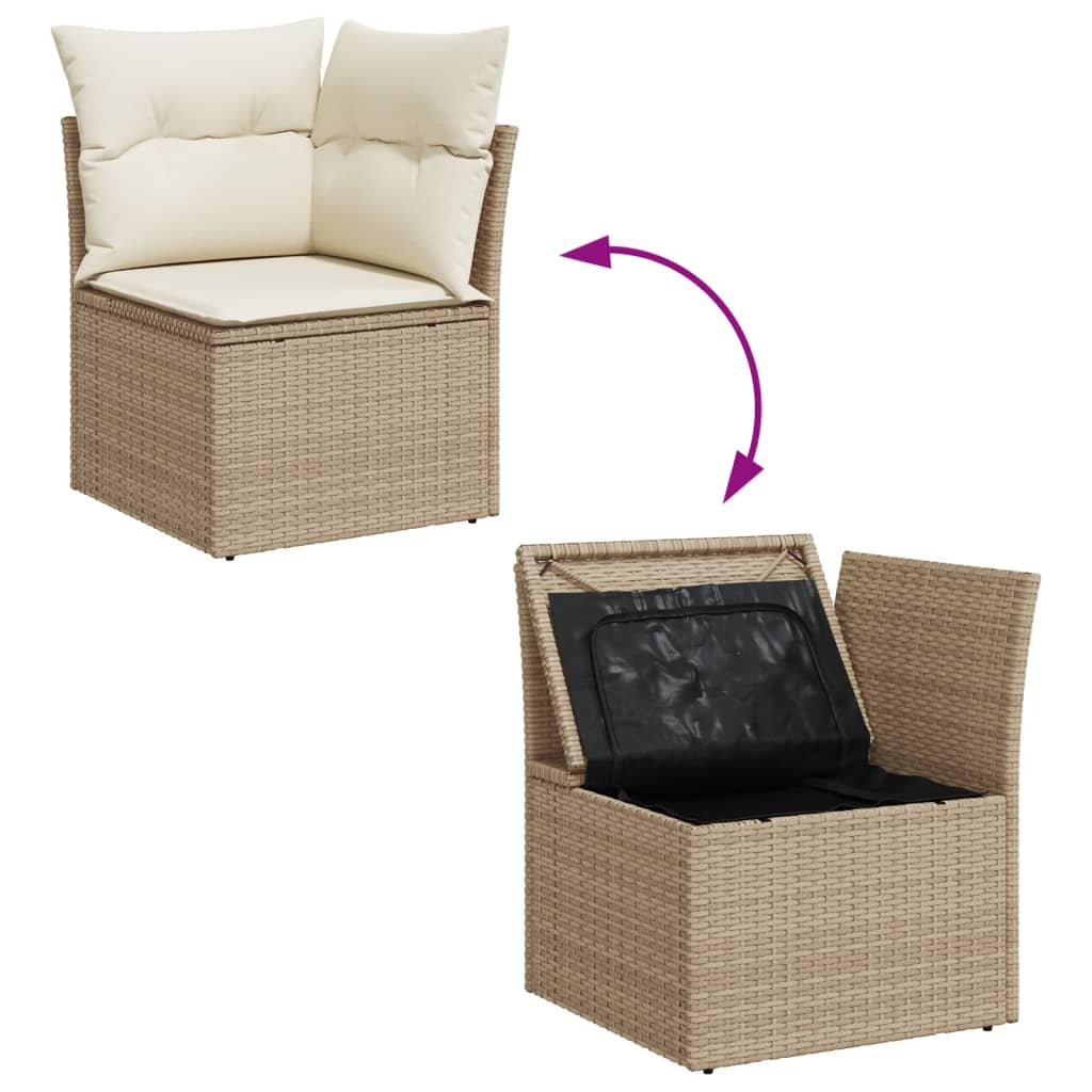 vidaXL Set Divano da Giardino 5 pz con Cuscini Beige in Polyrattan - 7