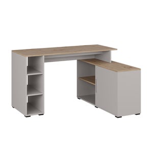 Scrivania angolare 140x170 cm con top rovere artisan da 30 mm e gambe in metallo nero
