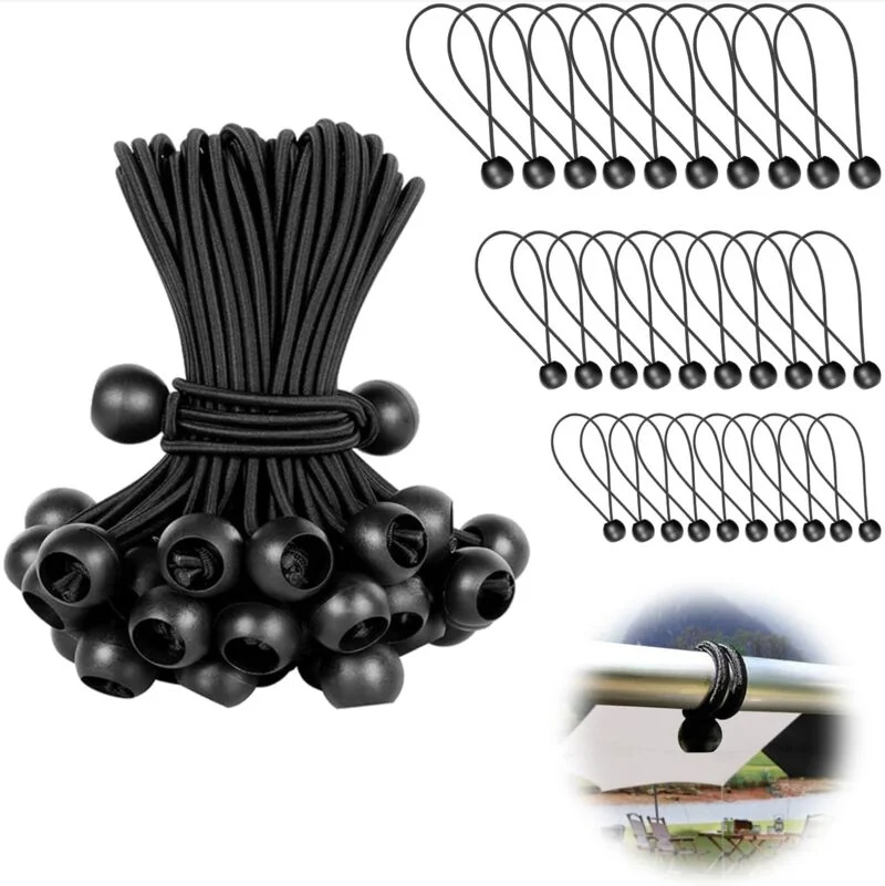 Unitec 10363 10 Elastici Con Sfera Per Tende E Teloni - Fissaggio Teloni Da Rimorchio E Striscioni