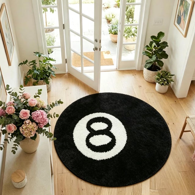 Tapete redondo preto de 100 cm – Tapete macio, felpudo e de estilo moderno para decorar um quarto, sala de estar ou quarto de estudante.
