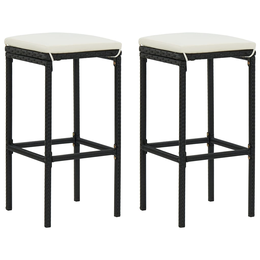 Ensemble de bar de jardin avec coussins 3 pcs Noir vidaXL - 4