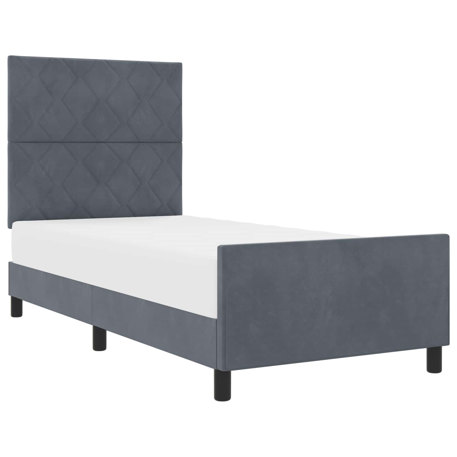 Cama tipo Box Spring Gris oscuro 100 x 200 cm Terciopelo | Leroy Merlin